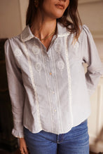 Load image into Gallery viewer, InApril 1986 cotton pinstripe embroidered shirt
