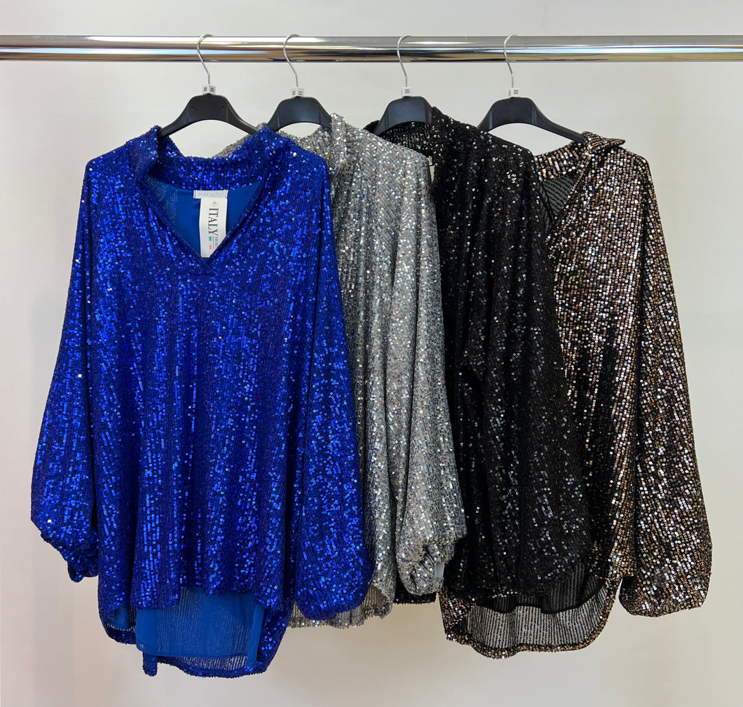 Sequin v-neck top