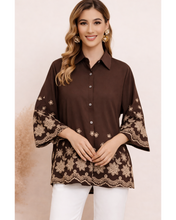 Load image into Gallery viewer, Flower embroidered shirt
