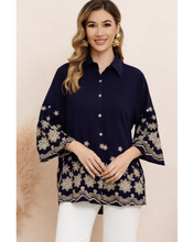 Load image into Gallery viewer, Flower embroidered shirt
