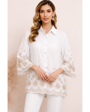 Load image into Gallery viewer, Flower embroidered shirt
