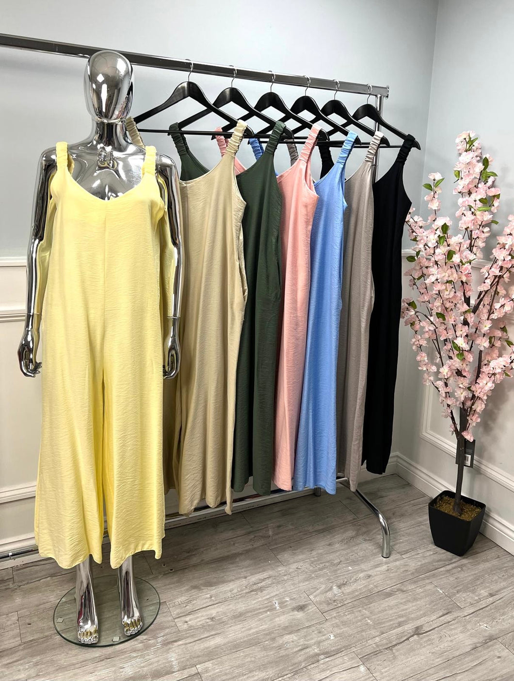 Plain jersey wide leg jumpsuit