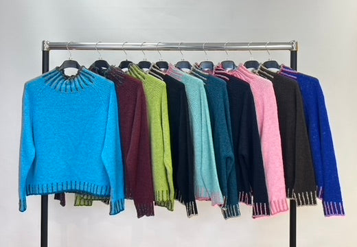 Contrast knitted high neck jumper
