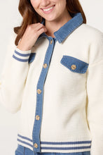 Load image into Gallery viewer, Denim detail cardigan

