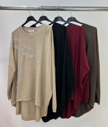 Bow soft knit jumper