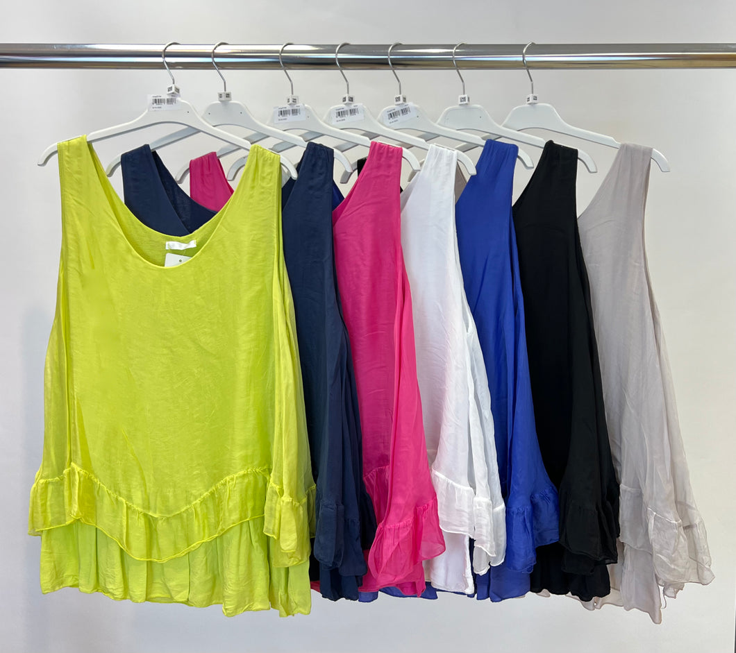 Plain silk sleeveless top