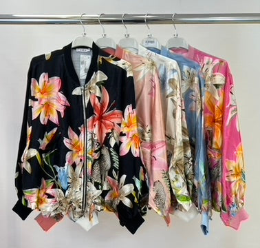 Flower print bomber jacket