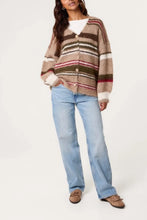 Load image into Gallery viewer, Multistripe mocha cardigan
