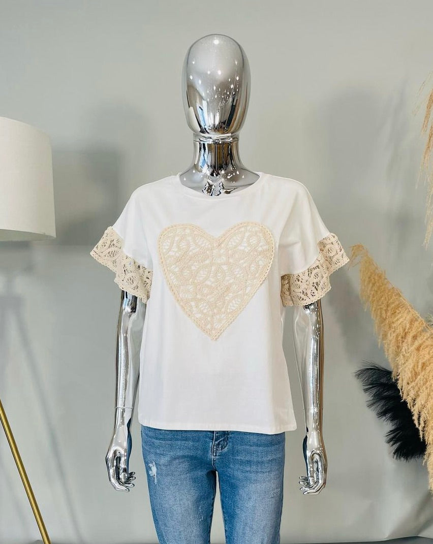 Heart crochet t-shirt