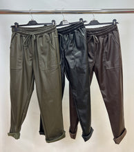 Load image into Gallery viewer, Leather look square pocket joggers
