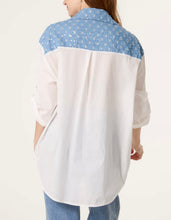 Load image into Gallery viewer, Denim detail broderie anglaise shirt
