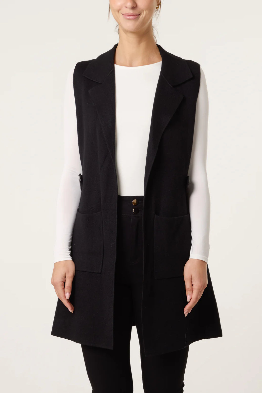 Soft knit collar waistcoat