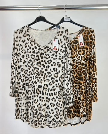 Leopard v-neck jersey top