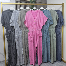 Load image into Gallery viewer, Cotton stripe jumpsuit
