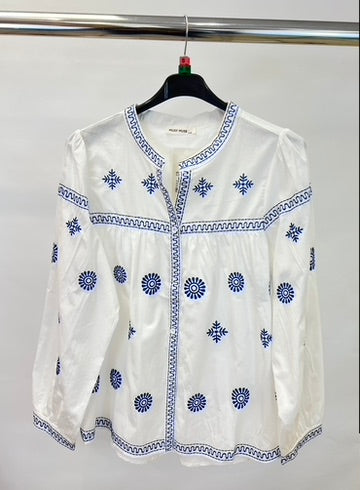 Embroidered white cotton shirt