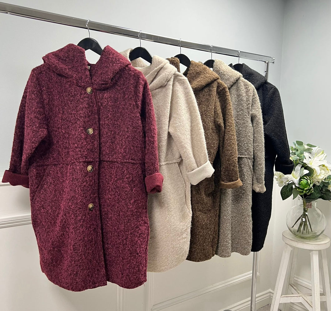 Plain hooded coat