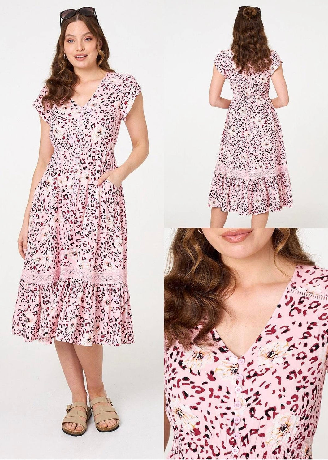 Stella Morgan pink leopard midi dress