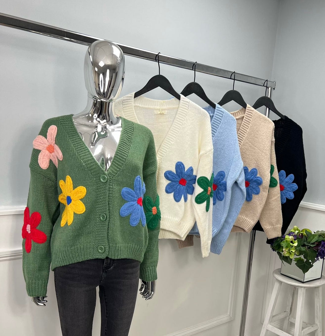 Flower knitted cardigan