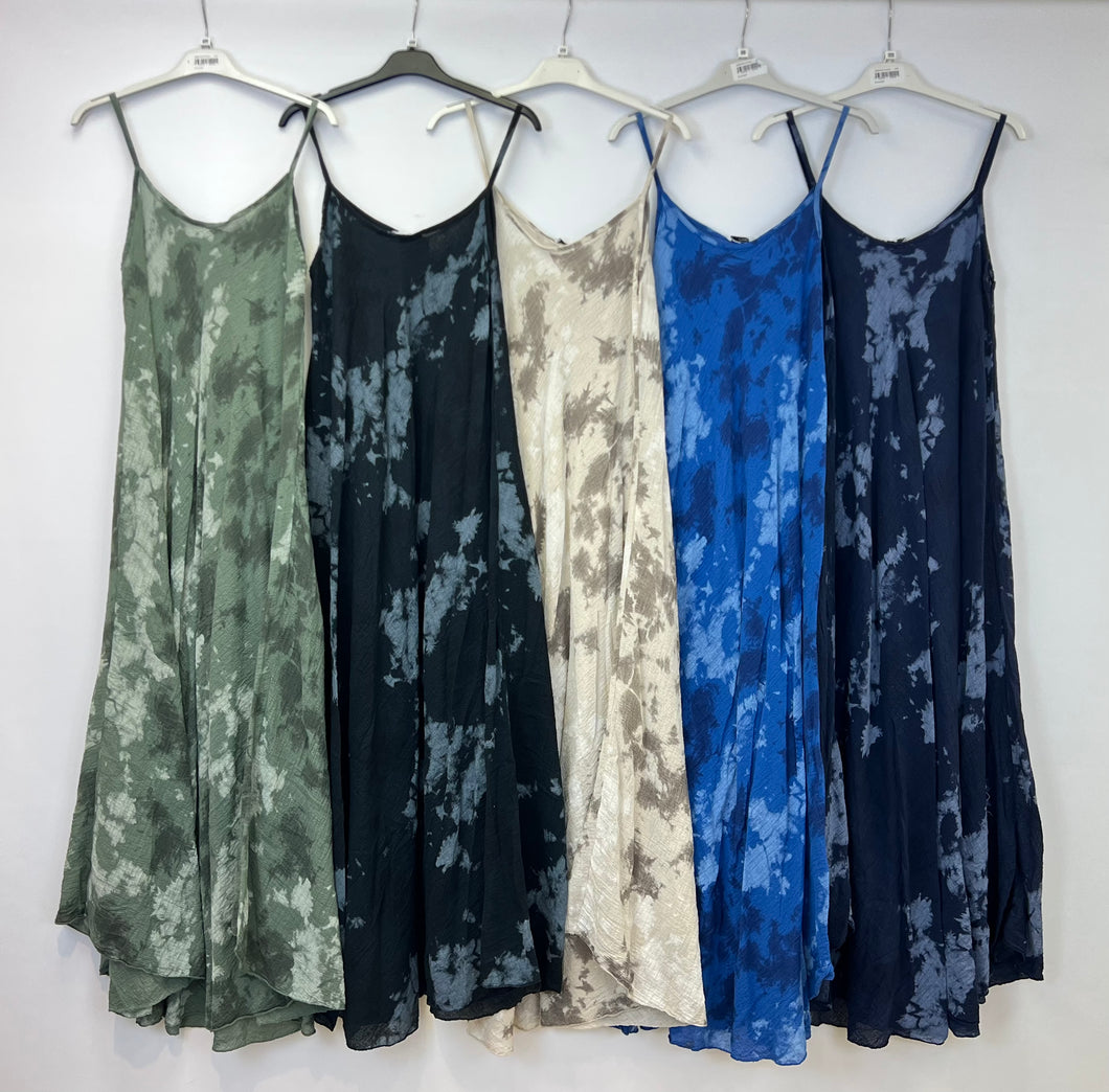 Tie dye cotton strap dress