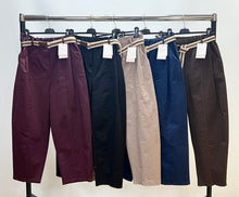 Load image into Gallery viewer, Cotton barrel leg belt trouser
