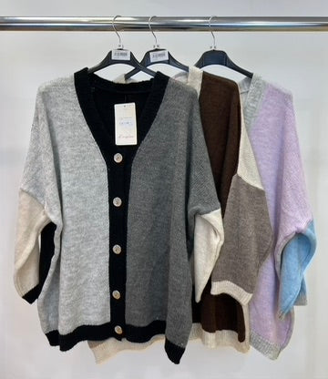 Block print cardigan