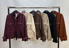 Load image into Gallery viewer, Suedette pocket tie jacket
