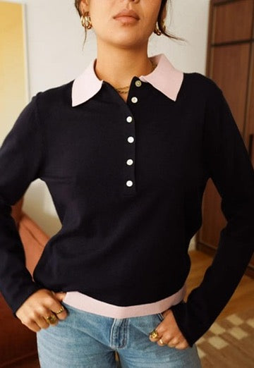 Contrast polo jumper