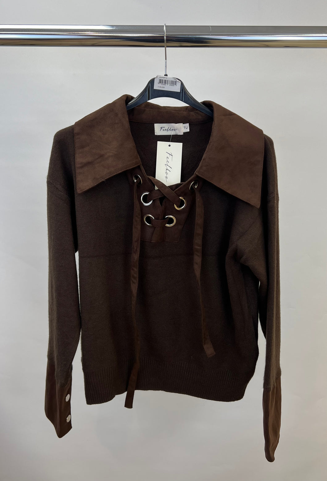 Suedette tie up jumper