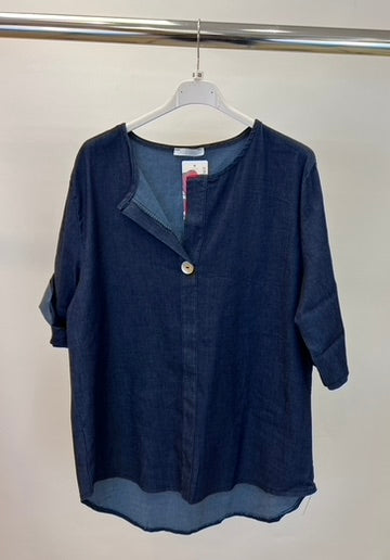 Denim one button top