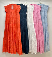 Load image into Gallery viewer, Broderie anglaise tiered cotton dress
