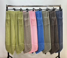 Load image into Gallery viewer, Sugarbabe stonewashed linen crochet pocket trouser
