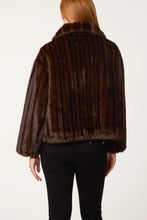 Load image into Gallery viewer, Brown faux fur zip jacket
