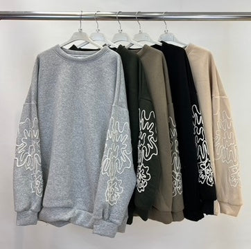 Embroidered sleeve sweatshirt