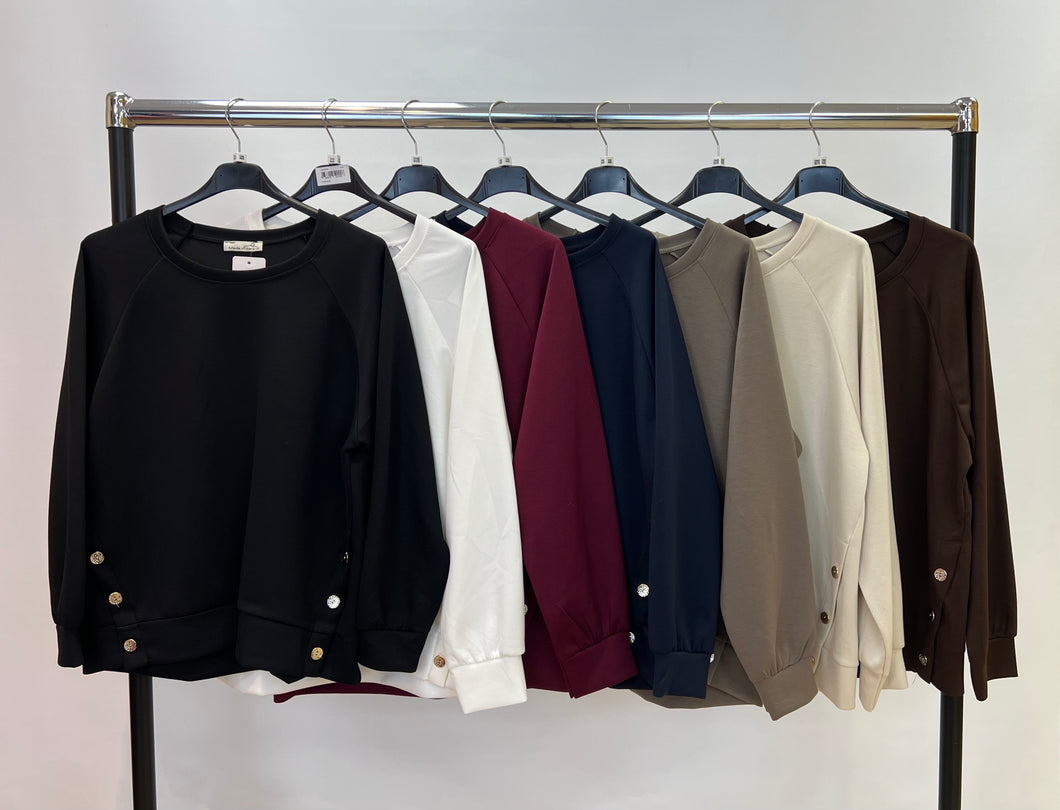 Button detail sweatshirt