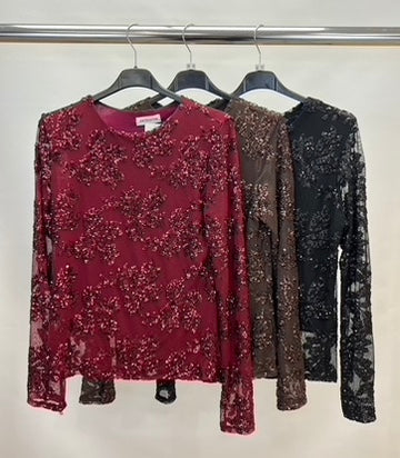 Embroidered sequin top
