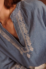 Load image into Gallery viewer, InApril 1986 denim embroidered blouse
