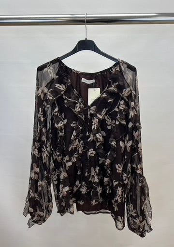 Flower print chiffon top