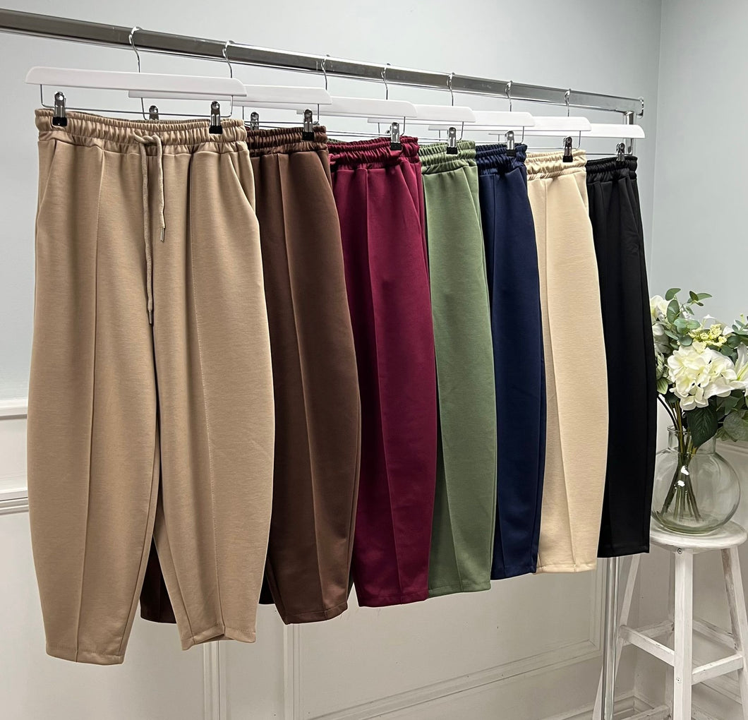 Plain soft touch barrel joggers