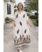 Load image into Gallery viewer, Embroidered flower tunic dress
