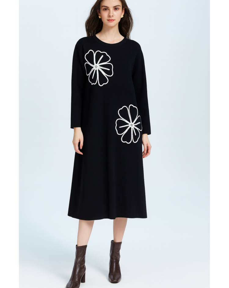 Premium soft knit flower dress