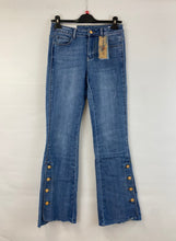 Load image into Gallery viewer, Melly denim flared jeans with buttons
